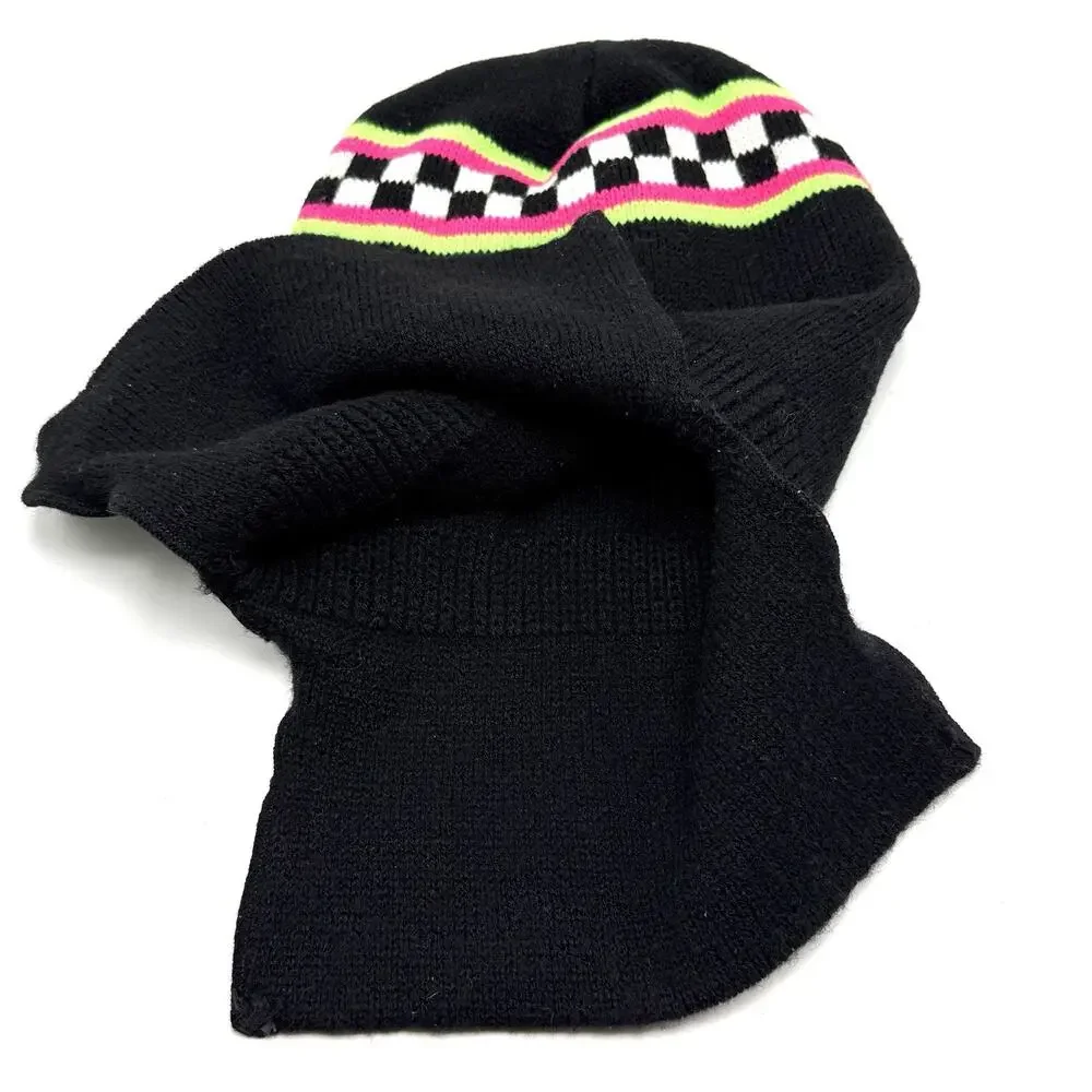 Vintage Arctic Cat Balaclava Full Face Snowmobile Ski Mask Black Neon 90s USA
